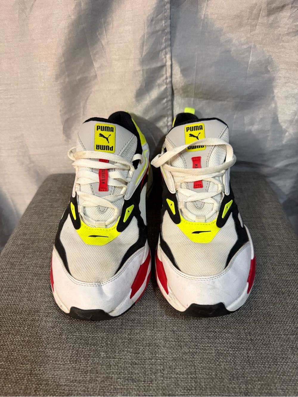 Puma RS-Fast Limits White, Black, Neon Yellow & Red Athletic Sneakers